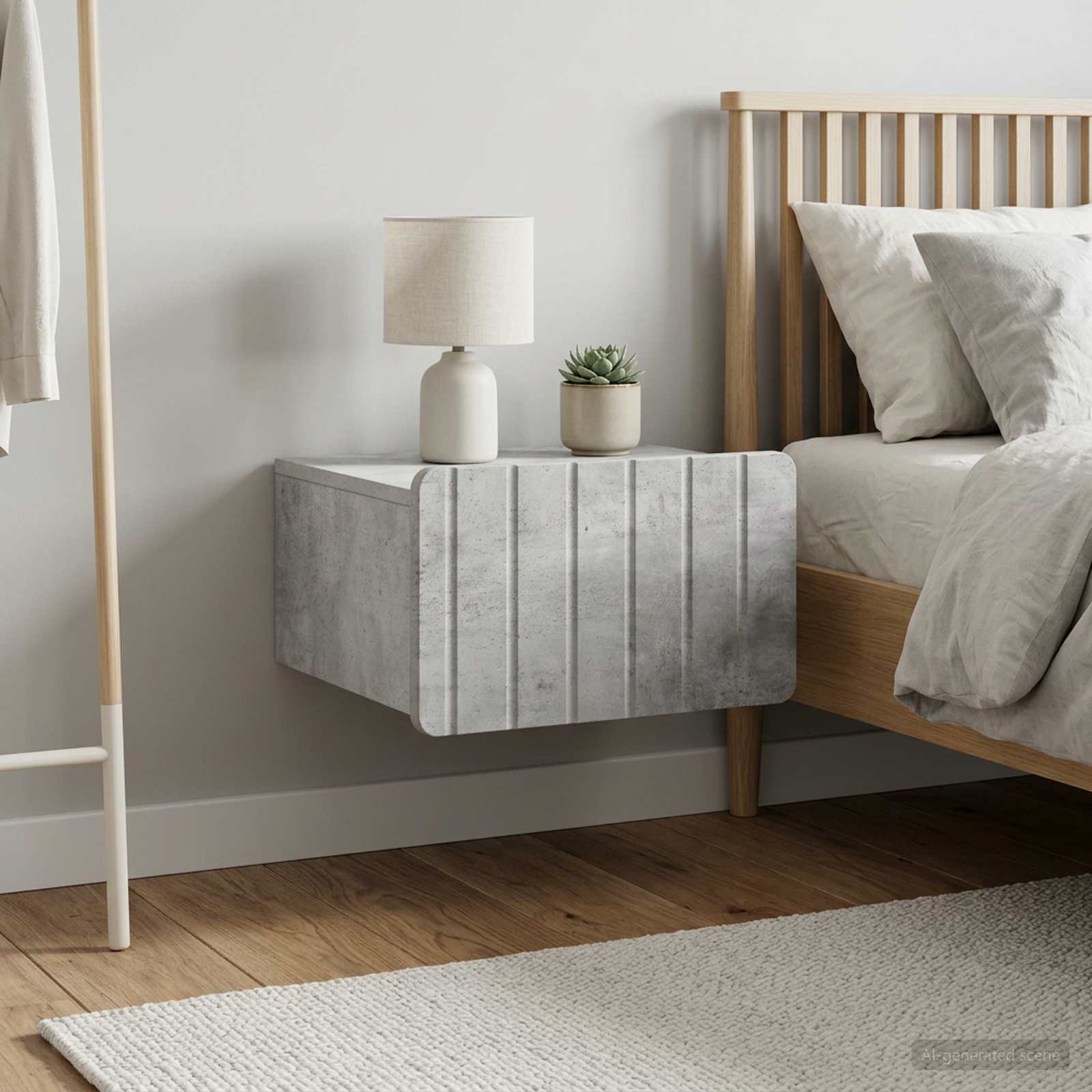 vidaXL Wall-Mounted Bedside Cabinet 2 pcs Concrete Grey 4
