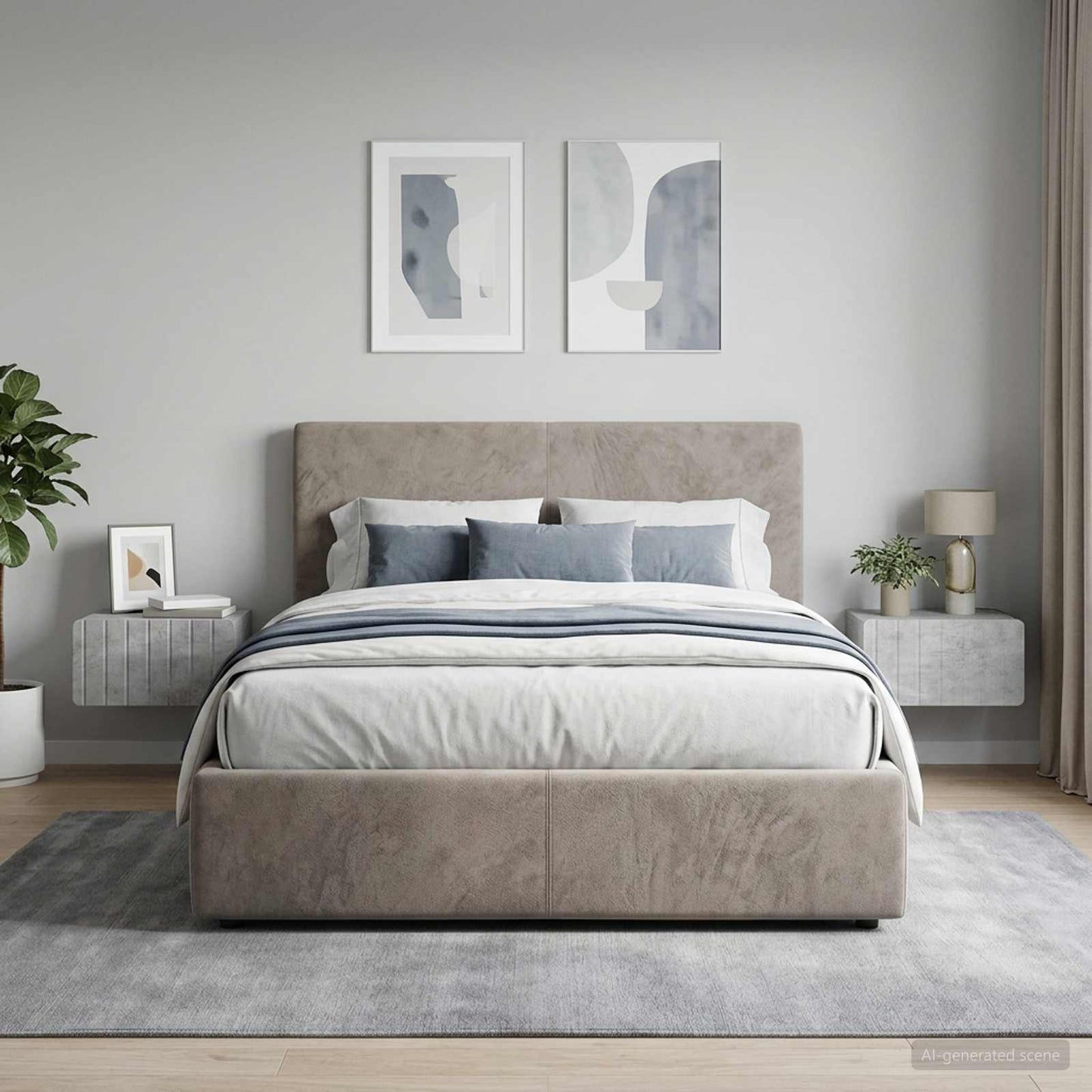 vidaXL Wall-Mounted Bedside Cabinet 2 pcs Concrete Grey 1