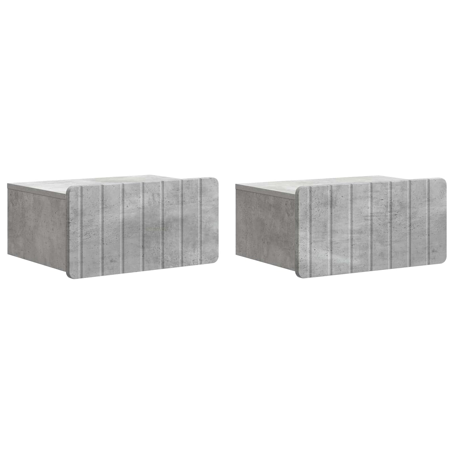 vidaXL Wall-Mounted Bedside Cabinet 2 pcs Concrete Grey 2