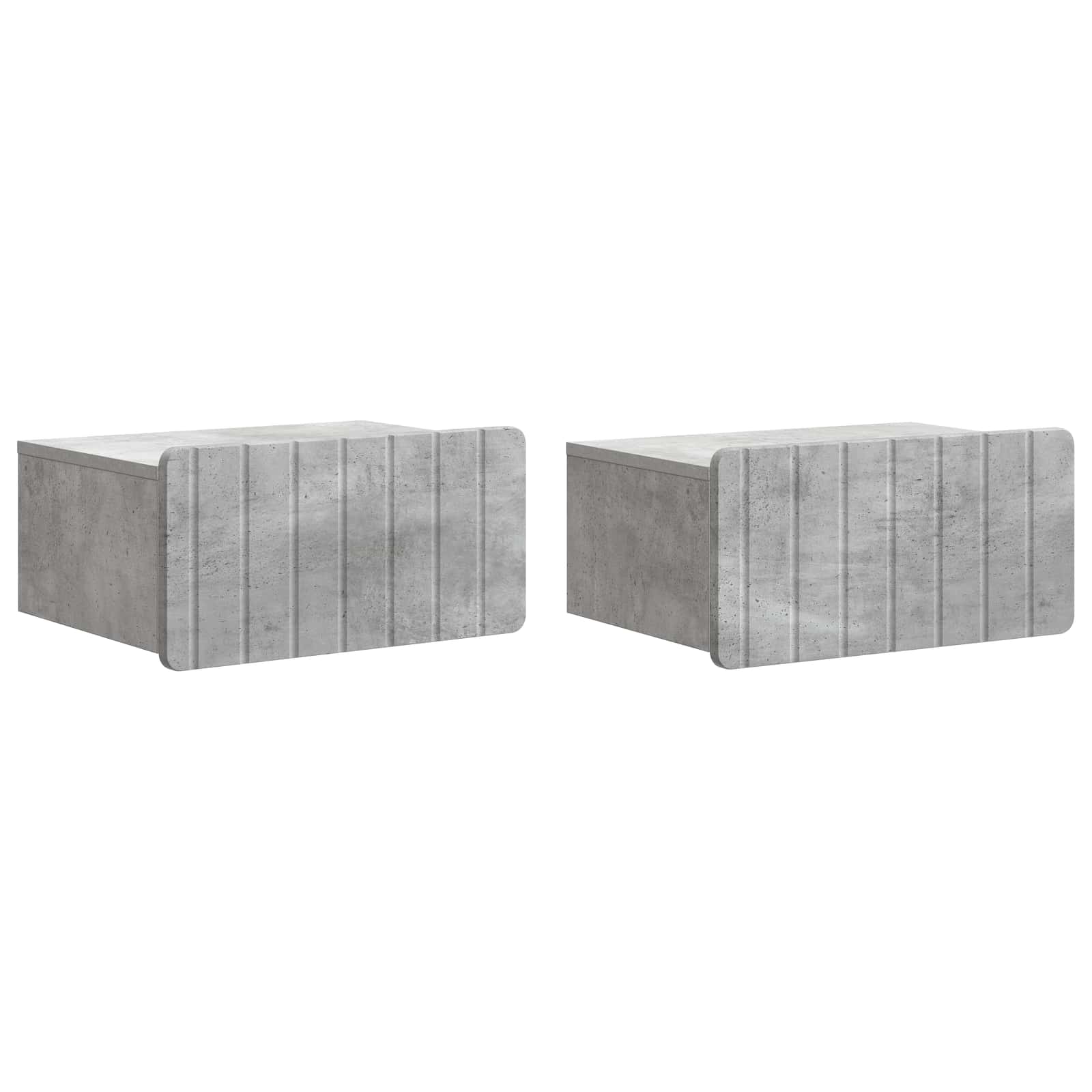vidaXL Wall-Mounted Bedside Cabinet 2 pcs Concrete Grey 2