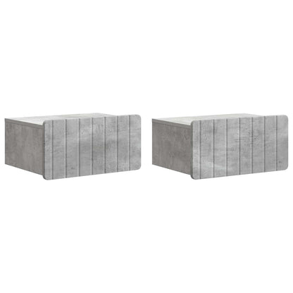 vidaXL Wall-Mounted Bedside Cabinet 2 pcs Concrete Grey 2