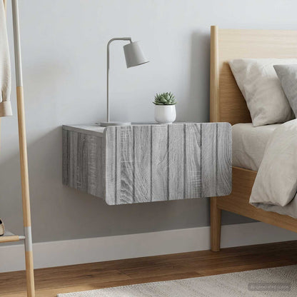 vidaXL Wall-Mounted Bedside Cabinet 2 pcs Grey Sonoma 4