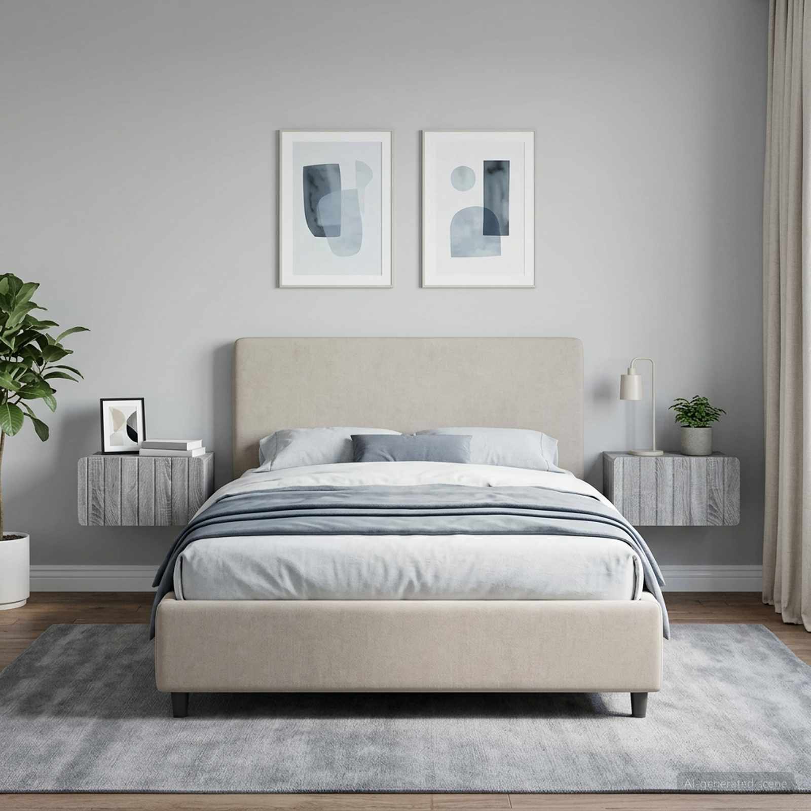 vidaXL Wall-Mounted Bedside Cabinet 2 pcs Grey Sonoma 1