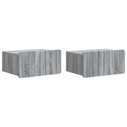 vidaXL Wall-Mounted Bedside Cabinet 2 pcs Grey Sonoma 2