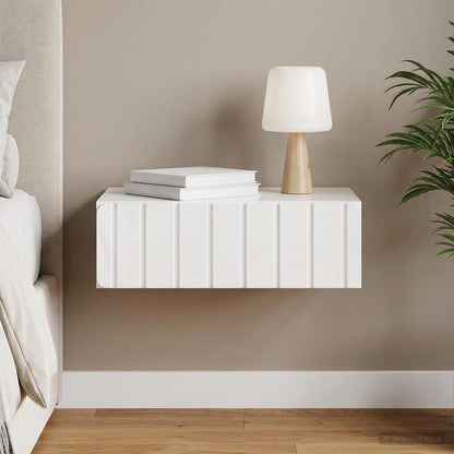 vidaXL Wall-Mounted Side Table High Gloss White 59 x 34.5 x 17 cm 1