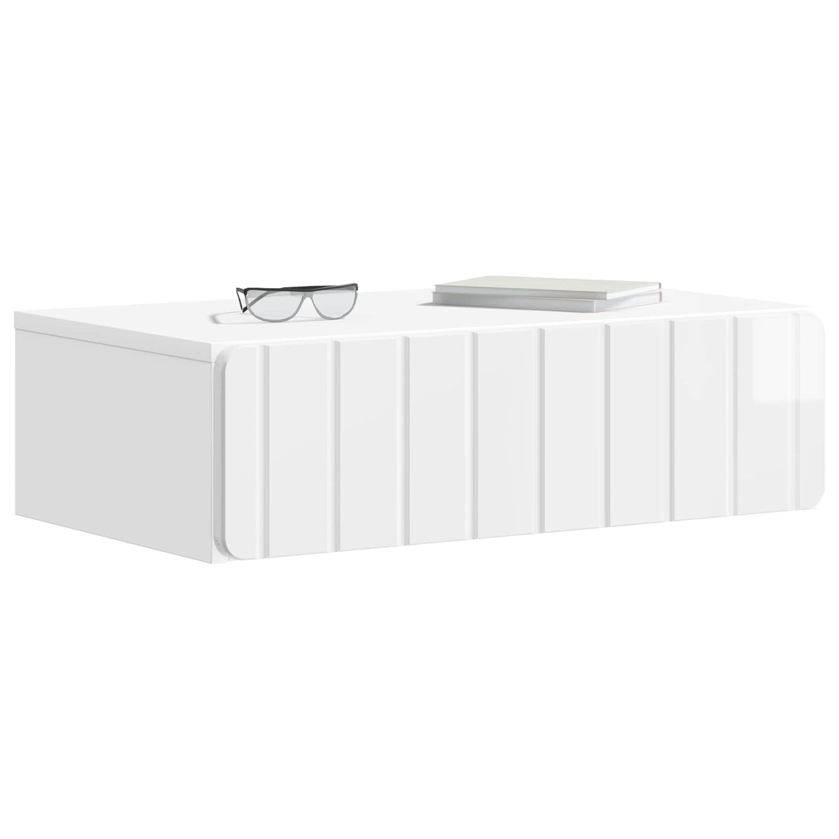 vidaXL Wall-Mounted Side Table High Gloss White 59 x 34.5 x 17 cm 3