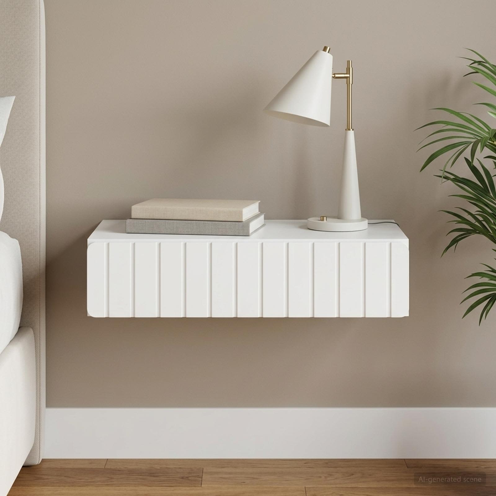 vidaXL Wall-Mounted Side Table Wall-mounted White 87.5 x 34.5 x 17 cm 1