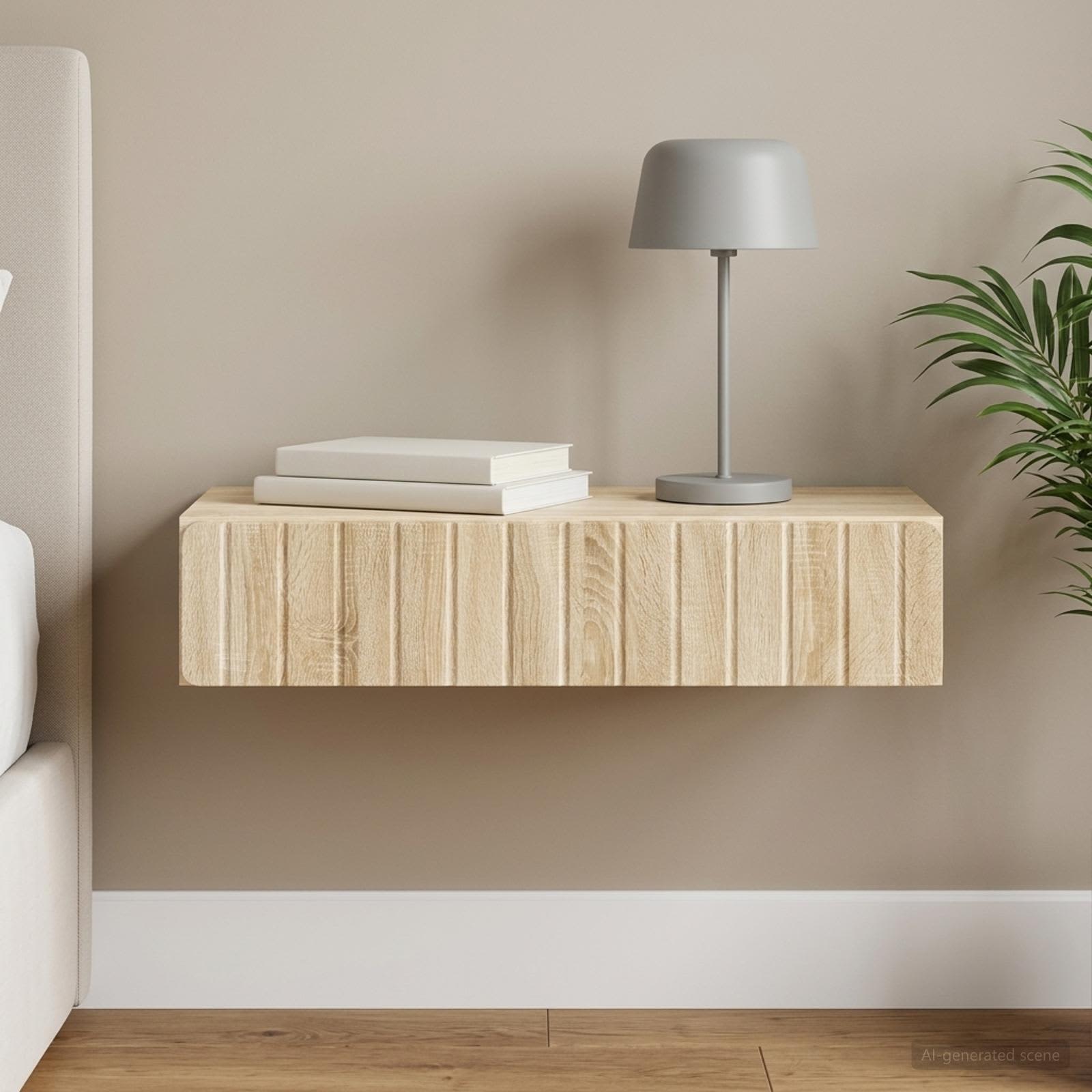 vidaXL Wall-Mounted Side Table Sonoma Oak 87.5 x 34.5 x 17 cm 1
