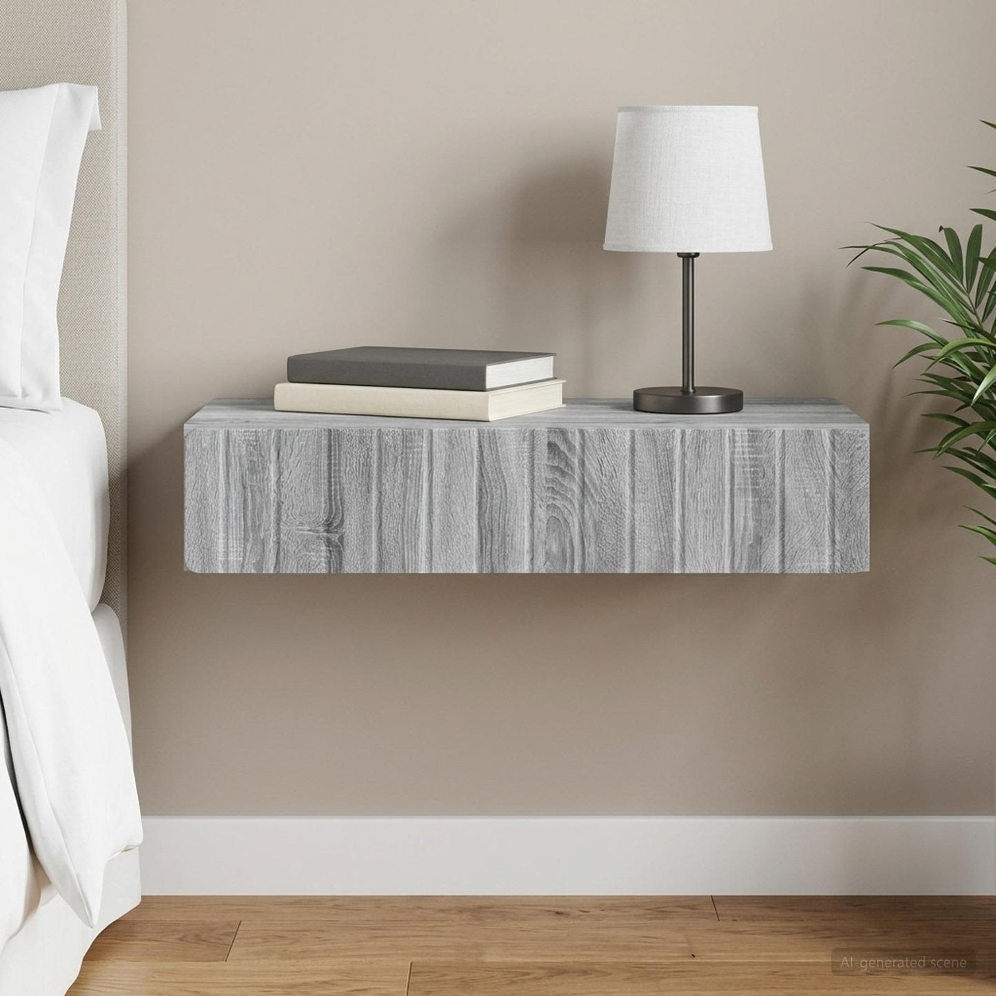 vidaXL Wall-Mounted Side Table Grey Sonoma 87.5 x 34.5 x 17 cm 1