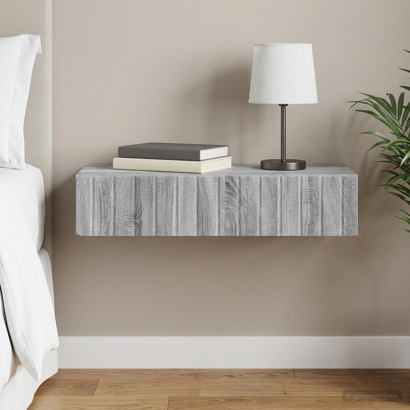 vidaXL Wall-Mounted Side Table Grey Sonoma 87.5 x 34.5 x 17 cm 1