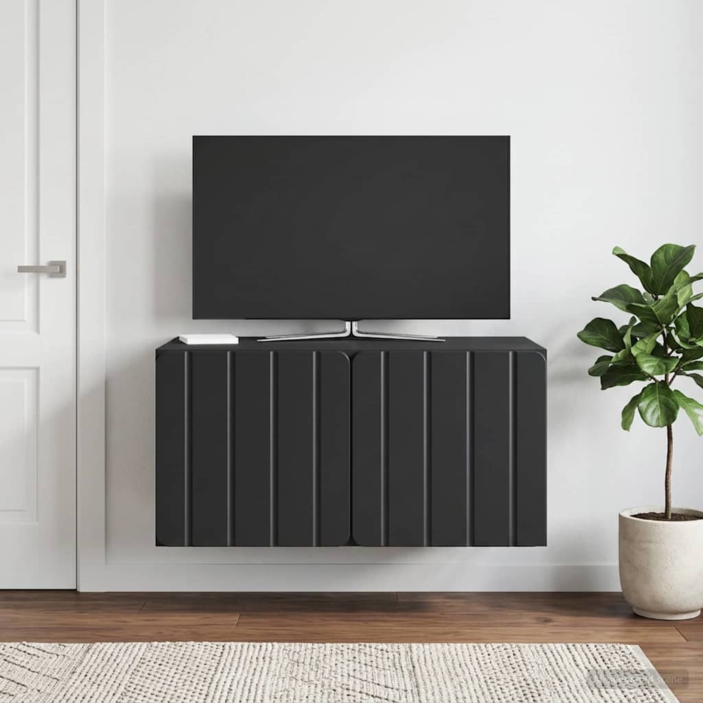 vidaXL Wall-Mounted TV Cabinet 59.5 x 41 x 30 cm Black Engineered Wood 1