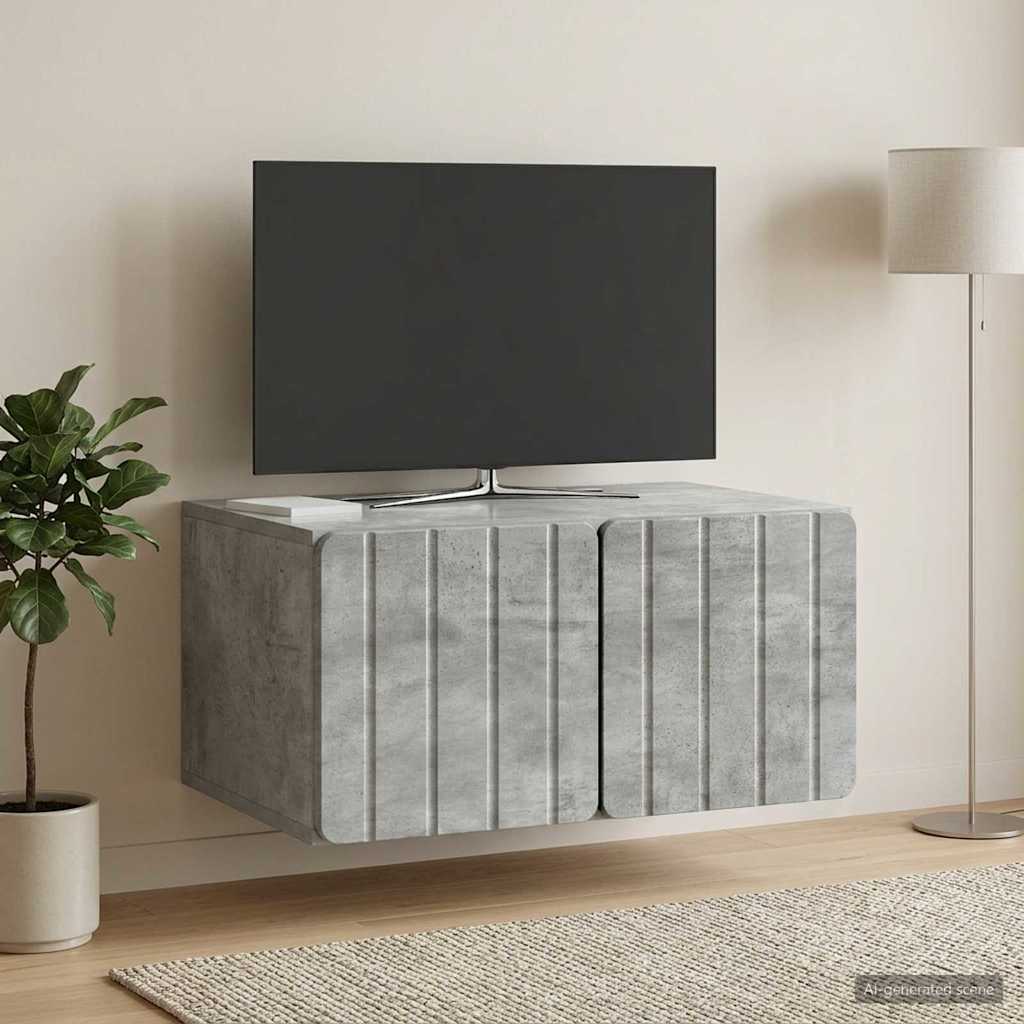 vidaXL Wall-Mounted TV Cabinet 59.5 x 41 x 30 cm Concrete Grey 4