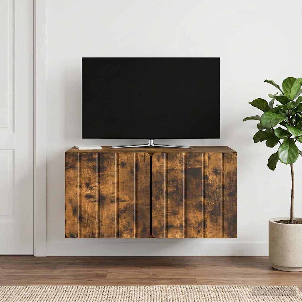 vidaXL Wall-Mounted TV Cabinet 59.5 x 41 x 30 cm Smoked Oak 1