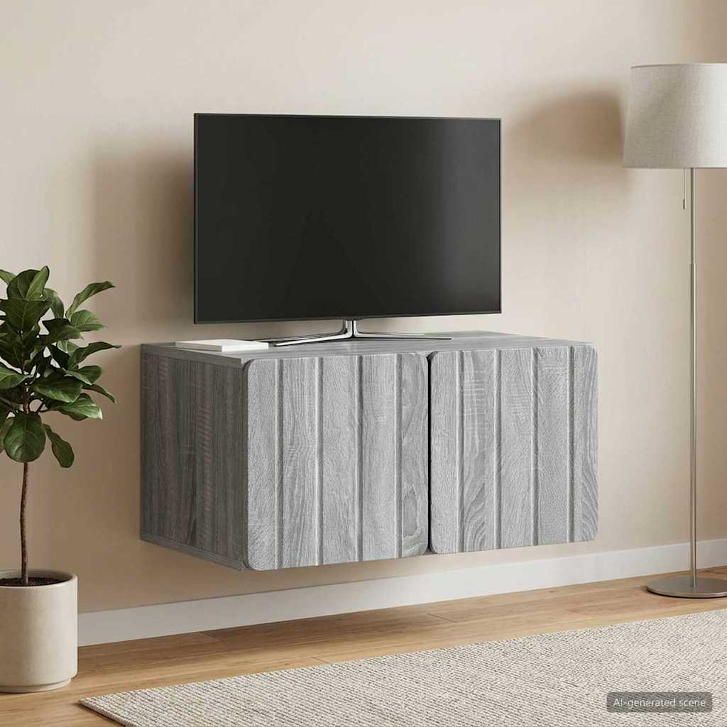 vidaXL Wall-Mounted TV Cabinet 59.5 x 41 x 30 cm Grey Sonoma 4