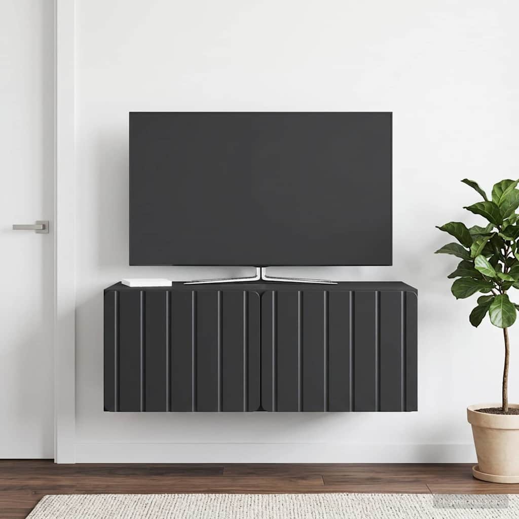 vidaXL Wall-Mounted TV Cabinet 78.5 x 41 x 30 cm Black Engineered Wood 1