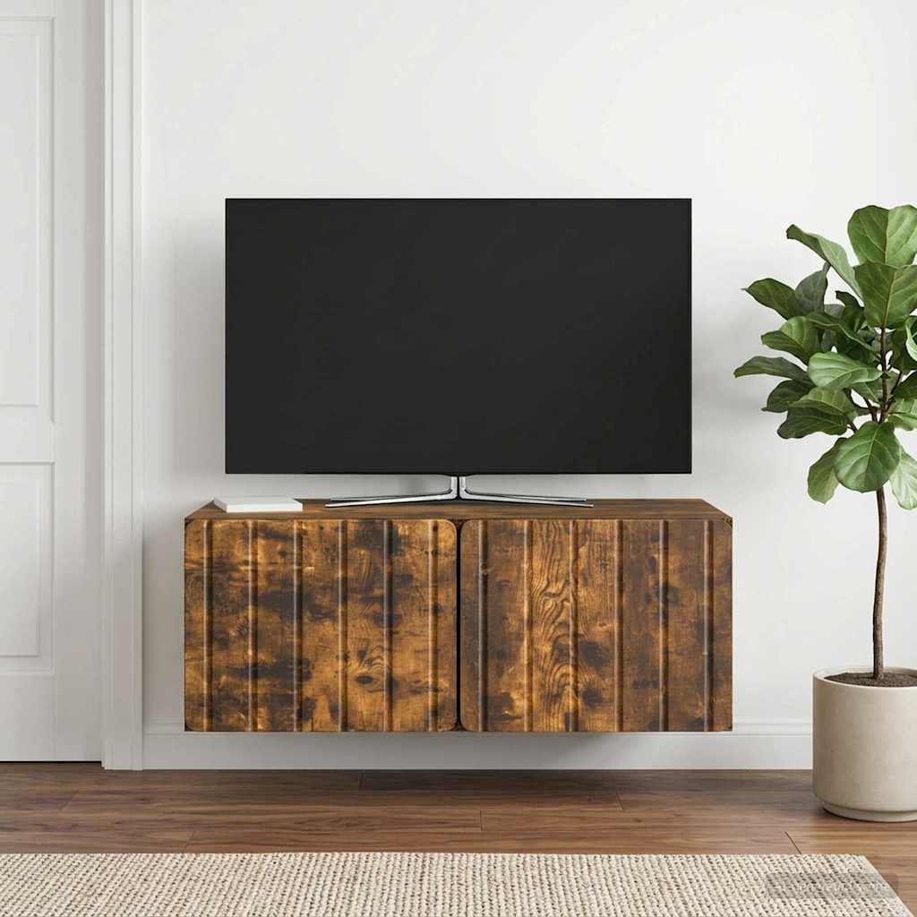 vidaXL Wall-Mounted TV Cabinet 78.5 x 41 x 30 cm Smoked Oak 4