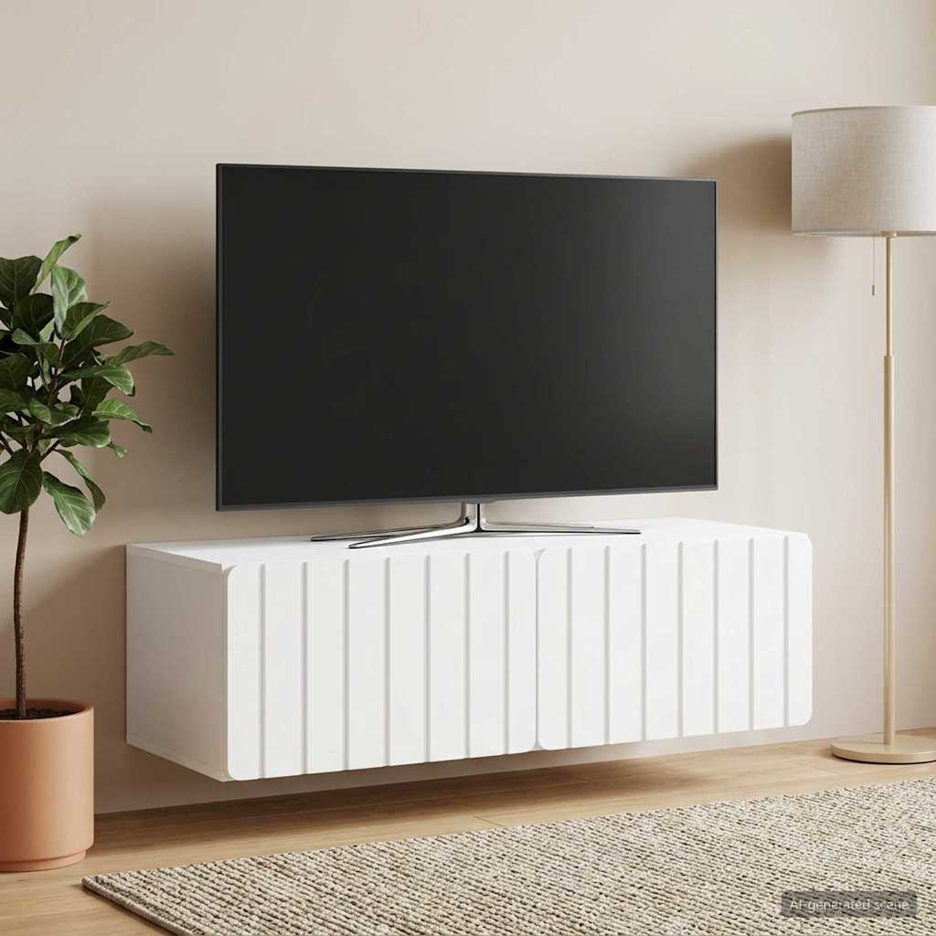 vidaXL Wall-Mounted TV Cabinet 98 x 41 x 30 cm White Engineered Wood 4