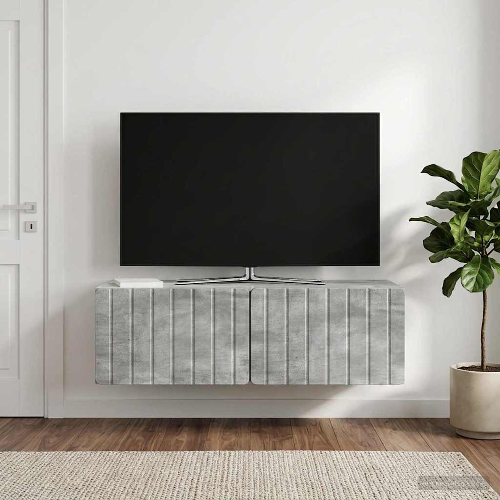 vidaXL Wall-Mounted TV Cabinet 98 x 41 x 30 cm Concrete Grey 4