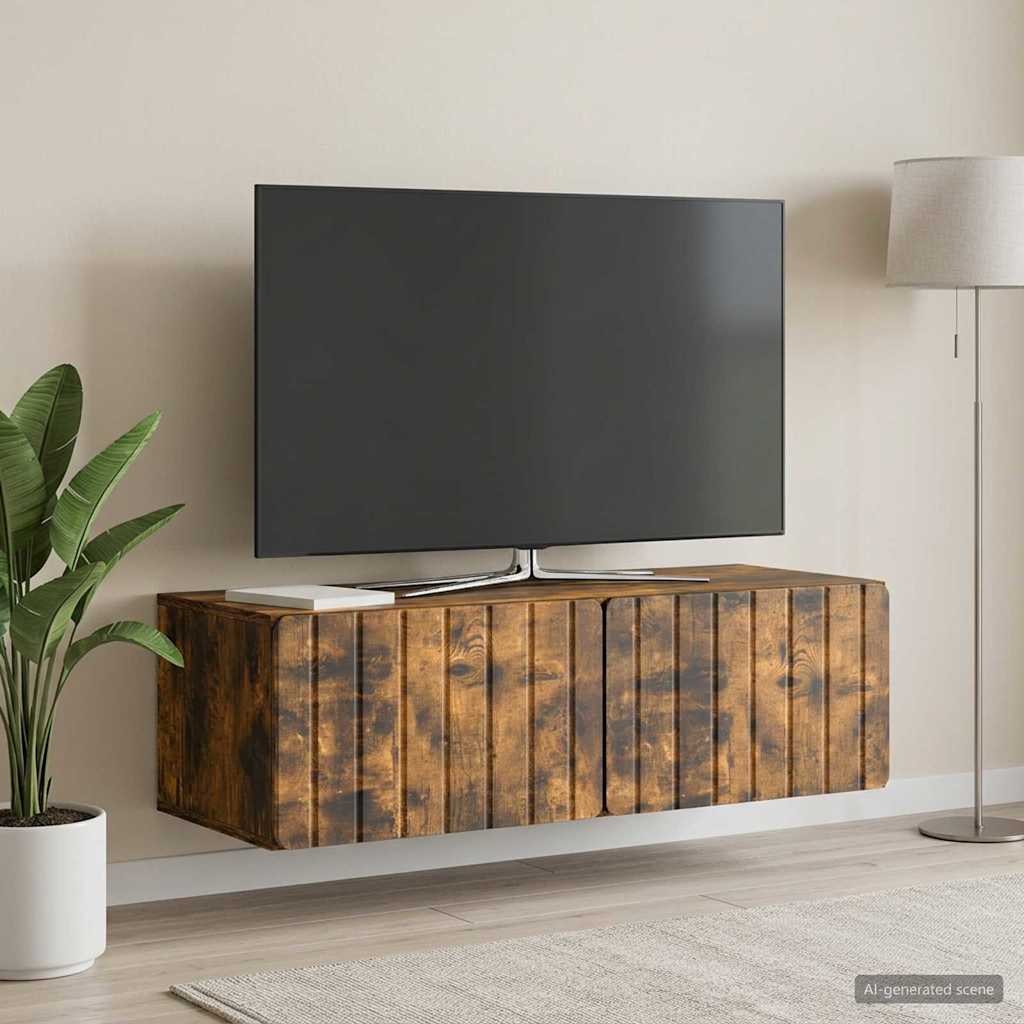 vidaXL Wall-Mounted TV Cabinet 98 x 41 x 30 cm Smoked Oak 1
