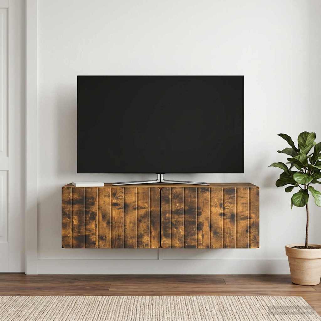 vidaXL Wall-Mounted TV Cabinet 98 x 41 x 30 cm Smoked Oak 4