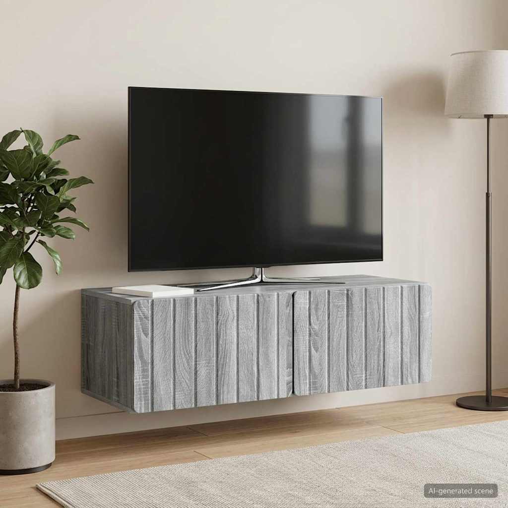 vidaXL Wall-Mounted TV Cabinet 98 x 41 x 30 cm Grey Sonoma 4