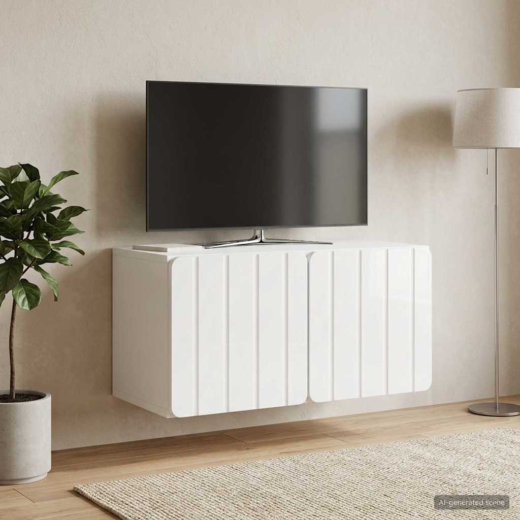 vidaXL Wall-Mounted TV Cabinet 59.5 x 31 x 30 cm High Gloss White 4