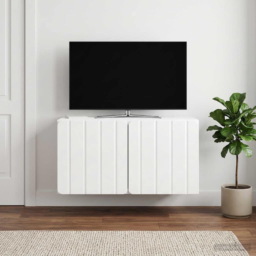 vidaXL Wall-Mounted TV Cabinet 59.5 x 31 x 30 cm High Gloss White 1