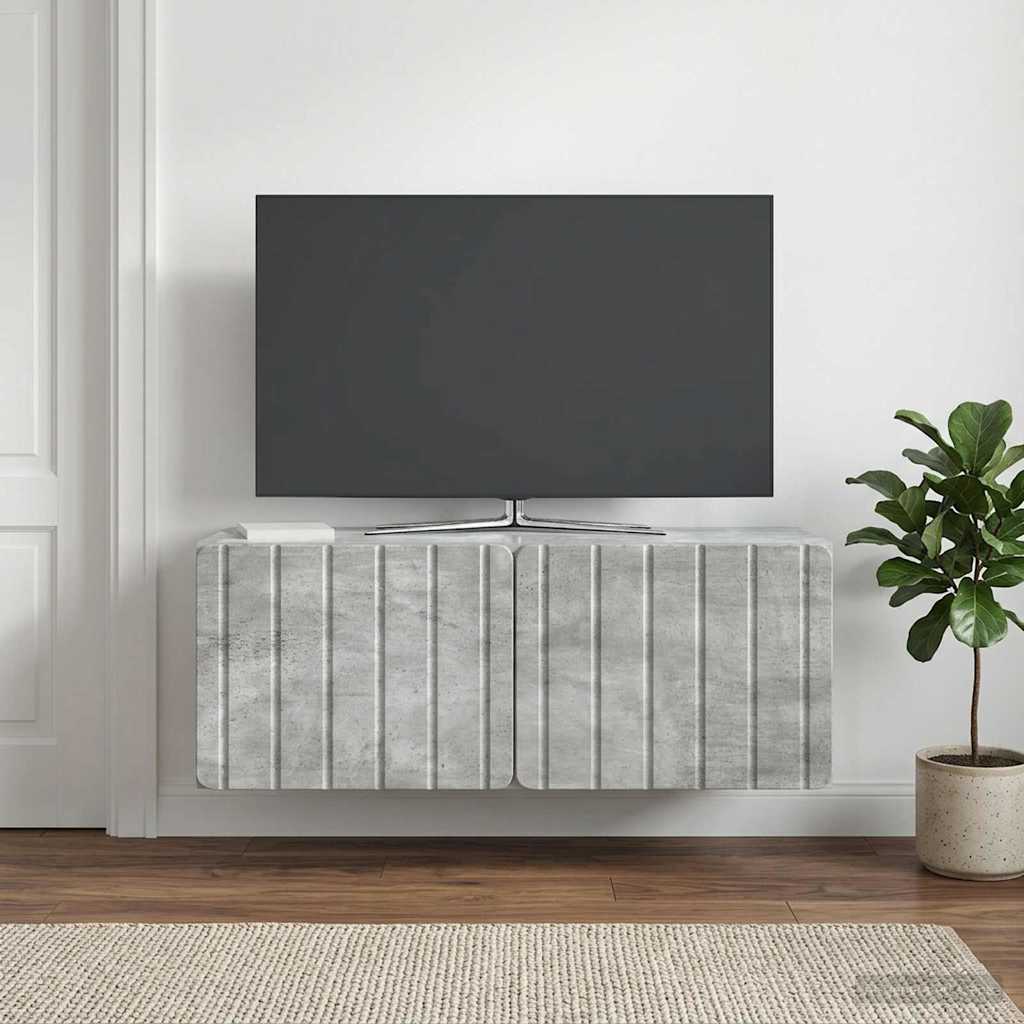 vidaXL Wall-Mounted TV Cabinet 78.5 x 31 x 30 cm Concrete Grey 4