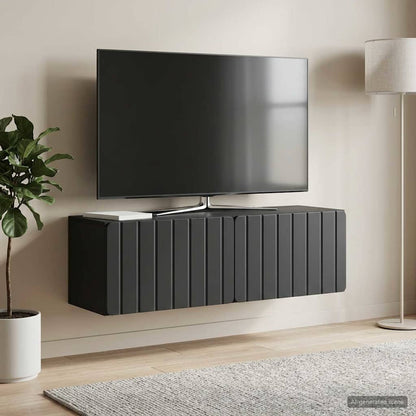 vidaXL Wall-Mounted TV Cabinet 98 x 31 x 30 cm Black Engineered Wood 4