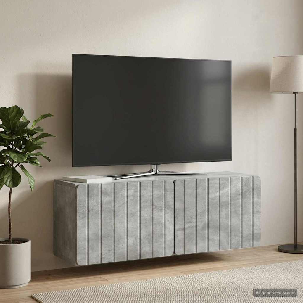 vidaXL Wall-Mounted TV Cabinet 98 x 31 x 30 cm Concrete Grey 4