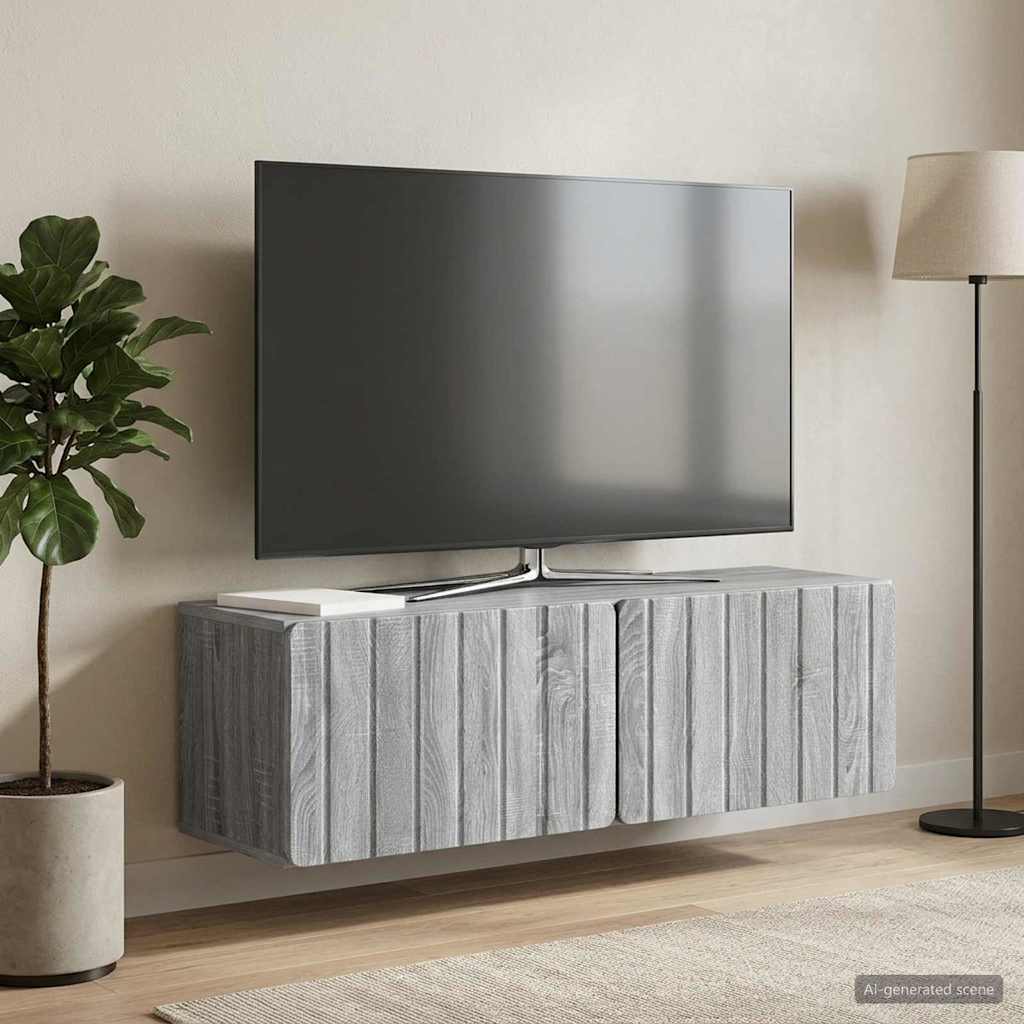 vidaXL Wall-Mounted TV Cabinet 98 x 31 x 30 cm Grey Sonoma 4