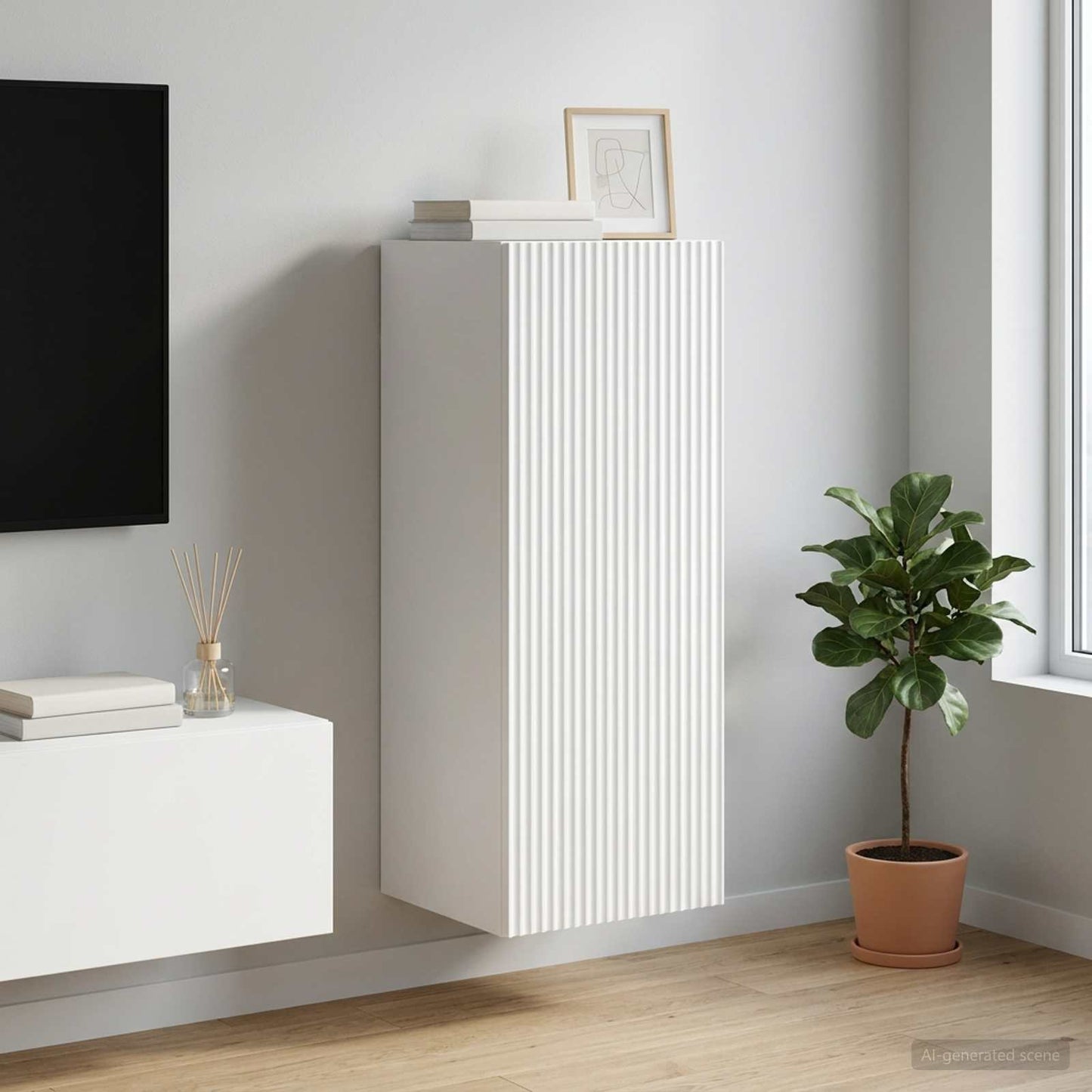 vidaXL Wall-Mounted Cabinet 33 x 34.5 x 90 cm Engineered Wood White 1
