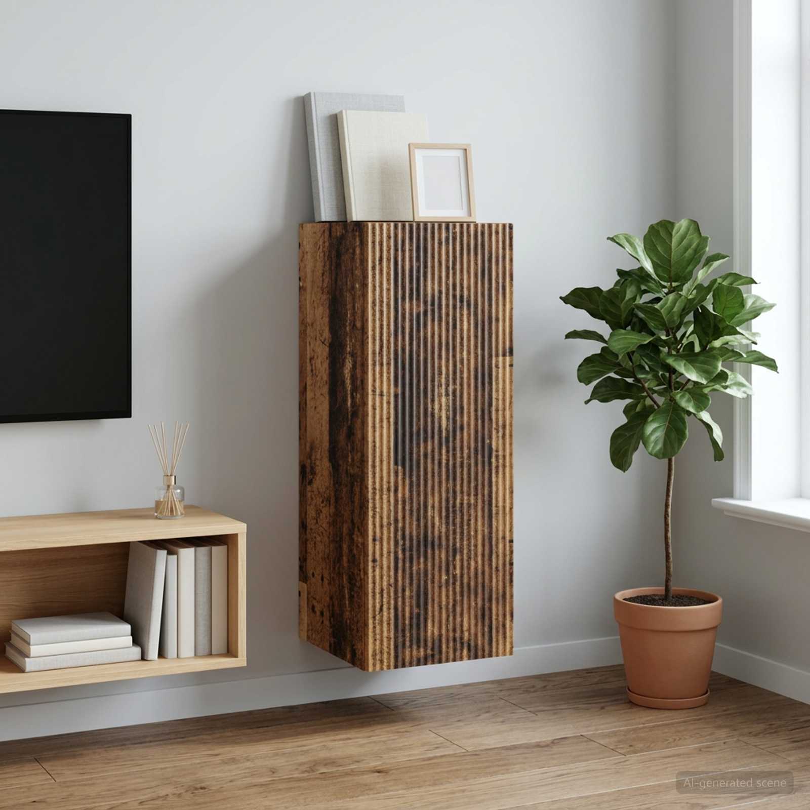 vidaXL Wall-Mounted Cabinet 33 x 34.5 x 90 cm Engineered Wood Old Wood 1