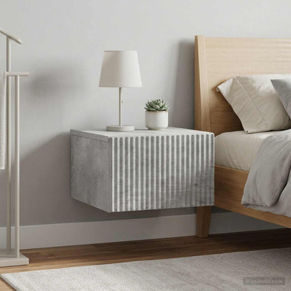 vidaXL Wall-Mounted Bedside Cabinet 2 pcs Concrete Grey 1