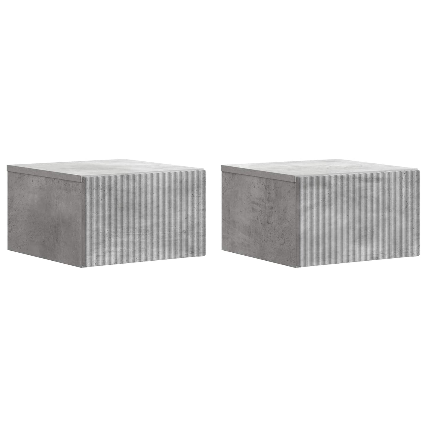 vidaXL Wall-Mounted Bedside Cabinet 2 pcs Concrete Grey 2