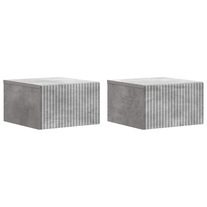 vidaXL Wall-Mounted Bedside Cabinet 2 pcs Concrete Grey 2