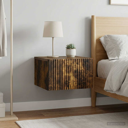 vidaXL Wall-Mounted Bedside Cabinet 2 pcs Smoked Oak 33 x 34.5 x 20 cm 1