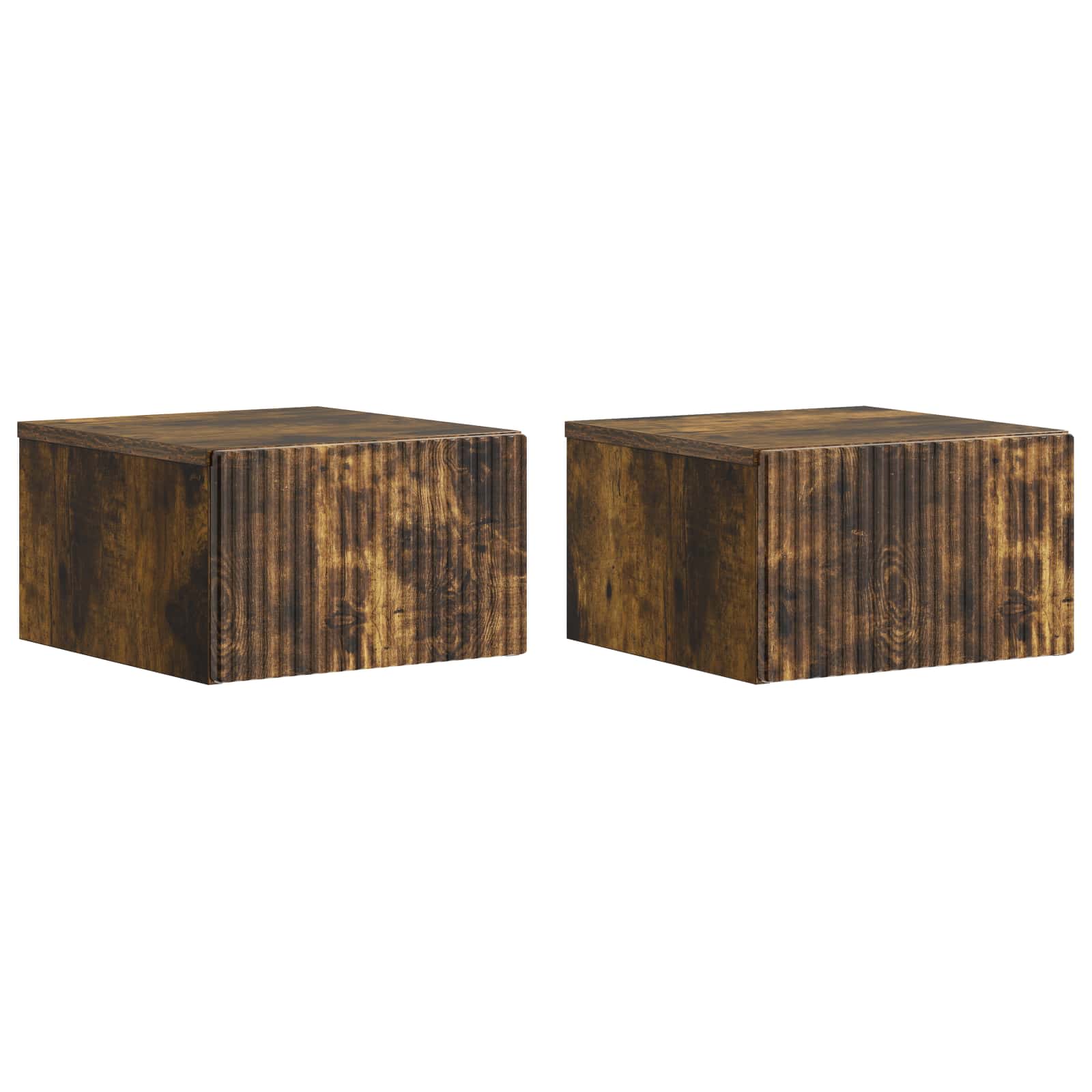 vidaXL Wall-Mounted Bedside Cabinet 2 pcs Smoked Oak 33 x 34.5 x 20 cm 2