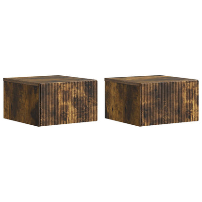 vidaXL Wall-Mounted Bedside Cabinet 2 pcs Smoked Oak 33 x 34.5 x 20 cm 2