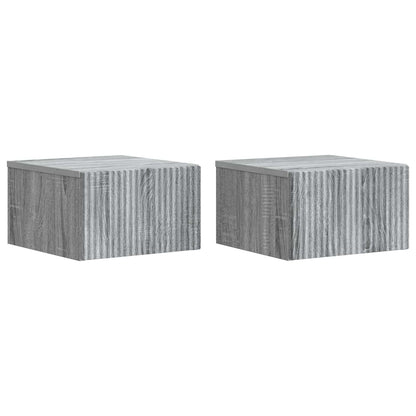 vidaXL Wall-Mounted Bedside Cabinet 2 pcs Grey Sonoma 2