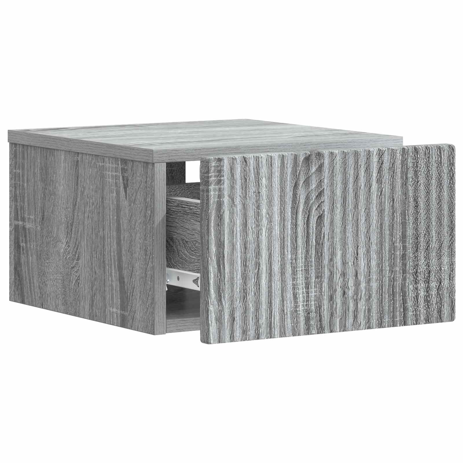 vidaXL Wall-Mounted Bedside Cabinet 2 pcs Grey Sonoma 6