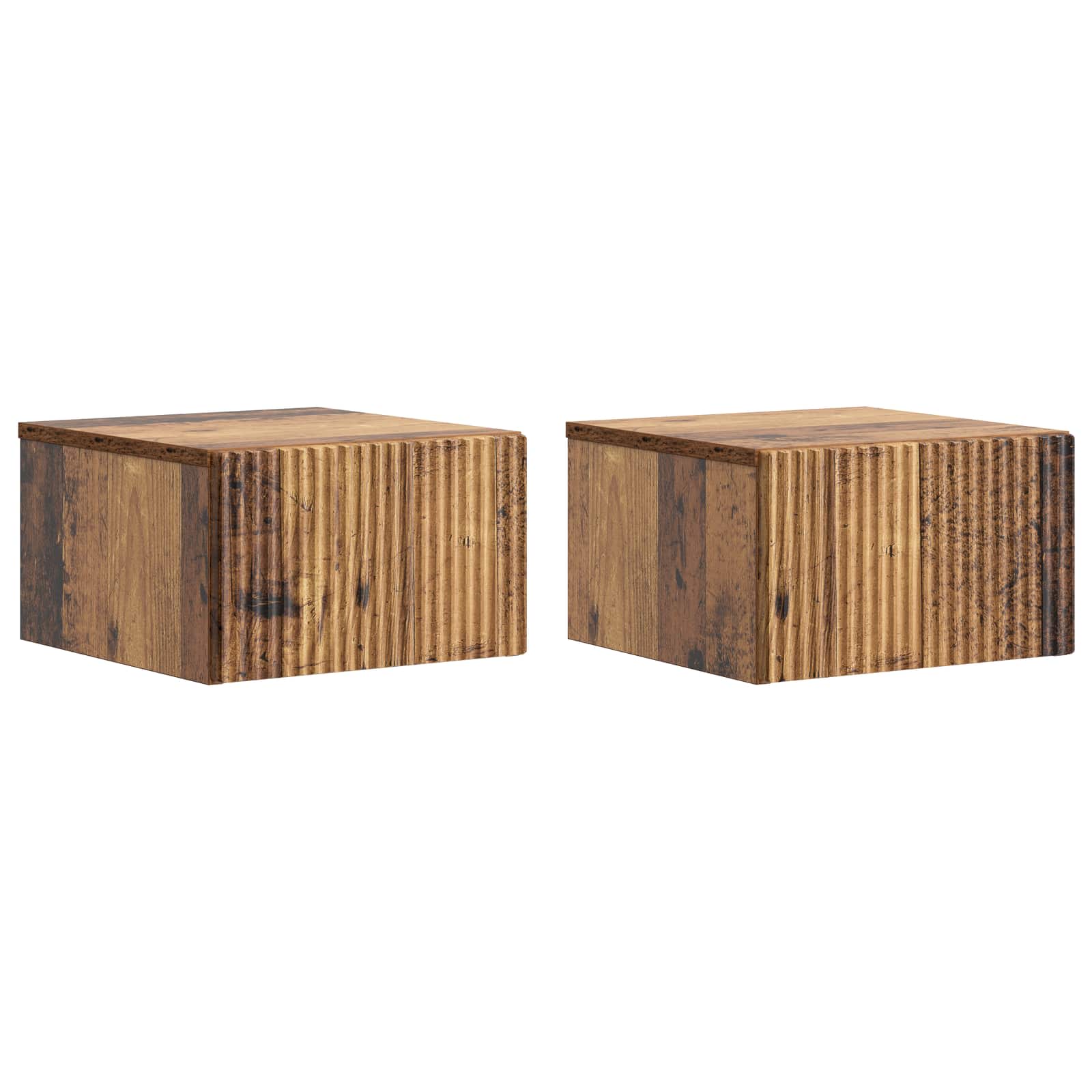 vidaXL Wall-Mounted Bedside Cabinet 2 pcs Old Wood 33 x 34.5 x 20 cm 2