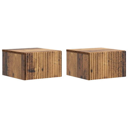 vidaXL Wall-Mounted Bedside Cabinet 2 pcs Old Wood 33 x 34.5 x 20 cm 2