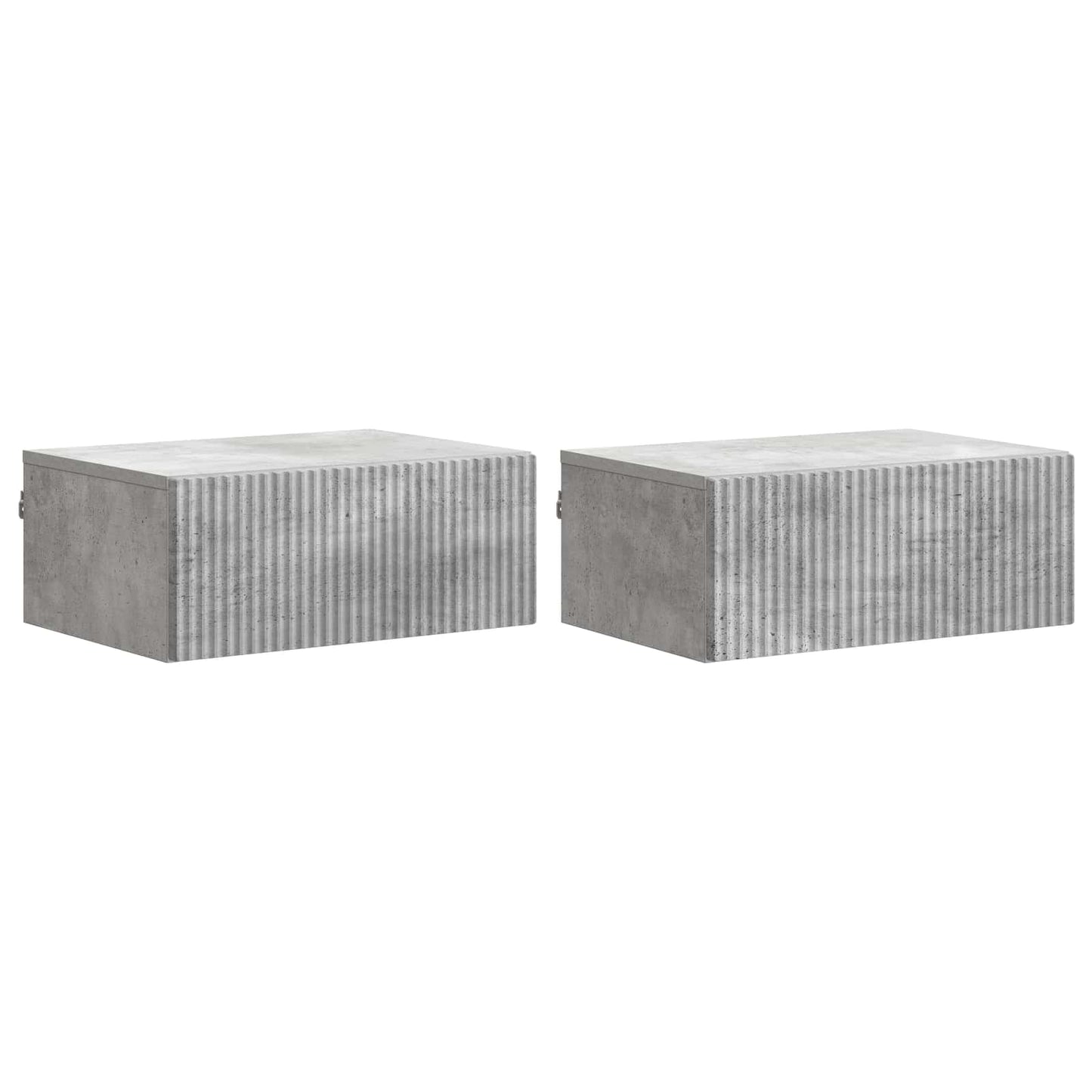vidaXL Wall-Mounted Bedside Cabinet 2 pcs Concrete Grey 2