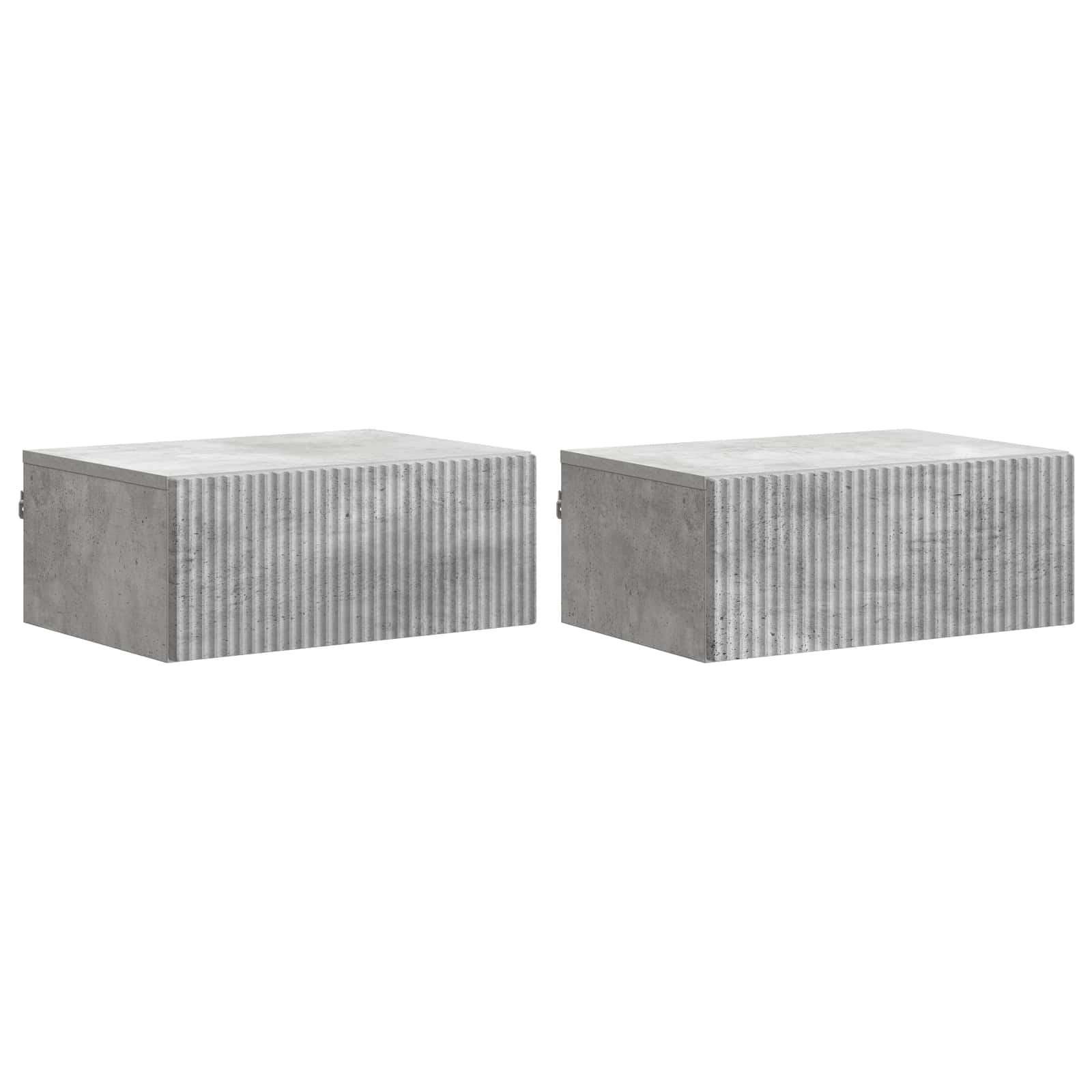 vidaXL Wall-Mounted Bedside Cabinet 2 pcs Concrete Grey 2