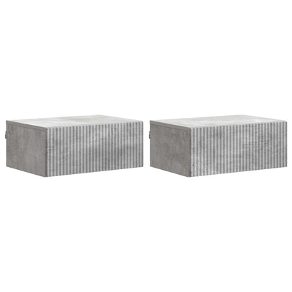 vidaXL Wall-Mounted Bedside Cabinet 2 pcs Concrete Grey 2