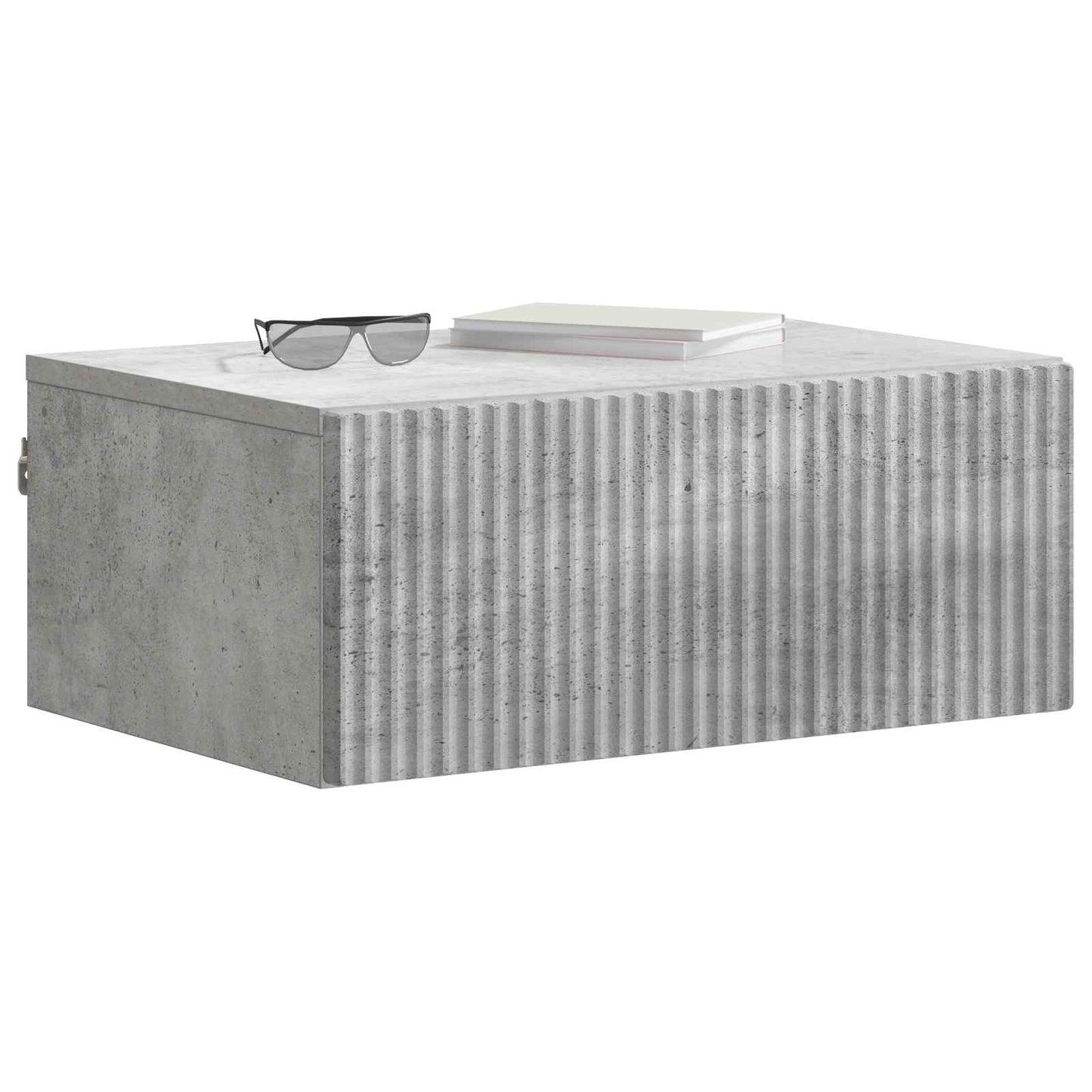 vidaXL Wall-Mounted Bedside Cabinet 2 pcs Concrete Grey 3