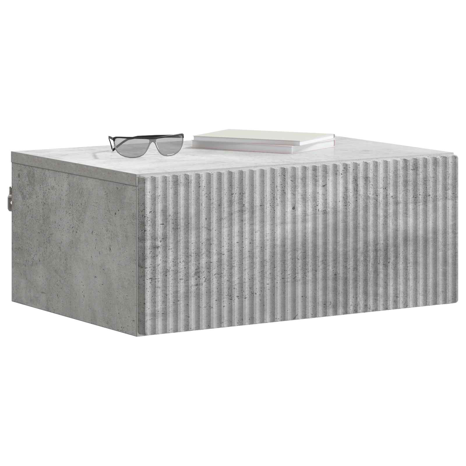 vidaXL Wall-Mounted Bedside Cabinet 2 pcs Concrete Grey 3