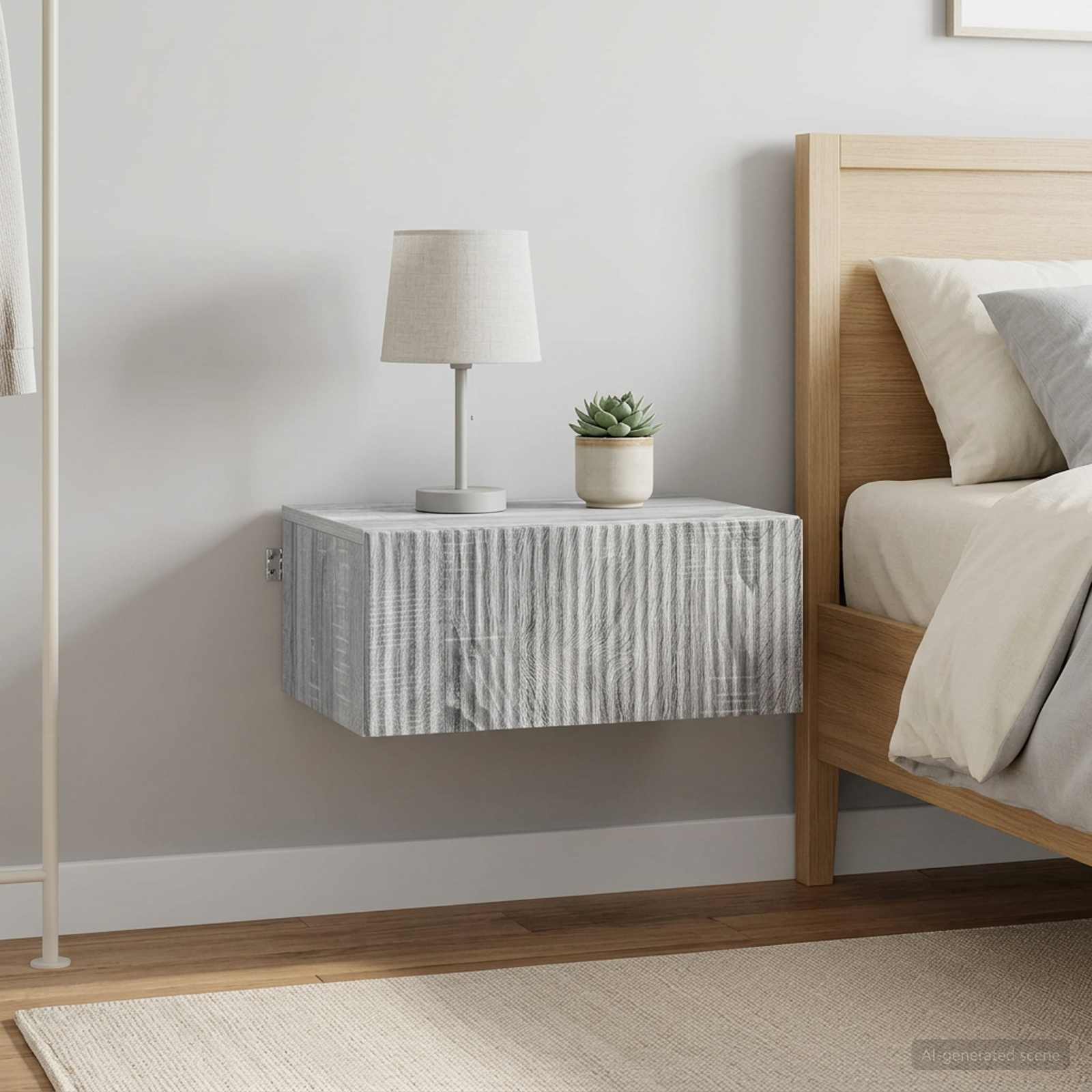 vidaXL Wall-Mounted Bedside Cabinet 2 pcs Grey Sonoma 1