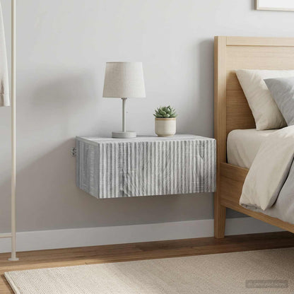 vidaXL Wall-Mounted Bedside Cabinet 2 pcs Grey Sonoma 1
